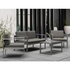 Divano Giardino 2 Posti Struttura In Alluminio Anodizzato Grigio Scuro Con Cuscini Salerno -Giardino di Lusso 7214103 2