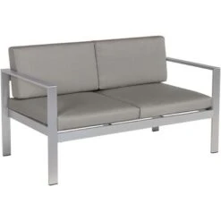 Divano Giardino 2 Posti Struttura In Alluminio Anodizzato Grigio Scuro Con Cuscini Salerno -Giardino di Lusso 7214103 4