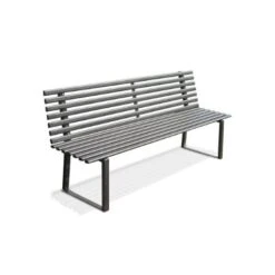 ANDRYS – Panchina Da Esterno Design Moderno, Con Viterie E Tappi In Pvc Neri, In Acciaio Zincato A Freddo Con Verniciatura In Polvere, Colore Nero, 190 X 82 X 50 Cm