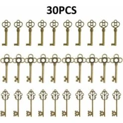 30 Pezzi Misti Vintage Scheletro Chiavi Fantasia Cuore Fiocco Collana Pendenti (bronzo) -Giardino di Lusso 74926536 4
