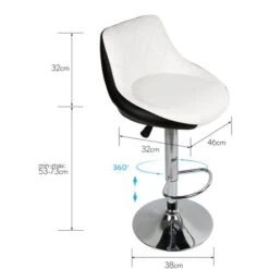 Sgabelli Bar X 2, Sedia Da Bar, Sedie Da Cucina, Per Soggiorno E Ristorante, Sedia Da Bar Con Schienale, Altezza Regolabile,stile Moderno - Bianca E Nero -Giardino di Lusso 76374937 5