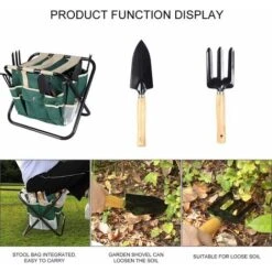 Sgabello Da Giardinaggio Pieghevole Con Borsa Attrezzi Inginocchiatoio Sedia Da Giardino Panca Da Giardino Verde -Giardino di Lusso 77292042 3