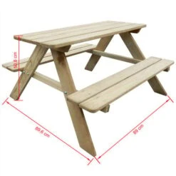 Nova Tavolo Da Picnic Per Bambini 89 X 89-6 X 50-8 Cm In Legno Di Pino -Giardino di Lusso 77423797 4