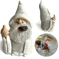 Fumare Bianco Naughty Gnomo Wizard Nano Figurine Artigianato Da Giardino -Giardino di Lusso 78970959 4