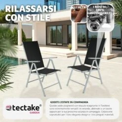 2 Sedie Da Giardino In Alluminio Pieghevoli - Arredo Giardino, Sedie Da Esterno, Sedie Giardino -Giardino di Lusso 8008699 3