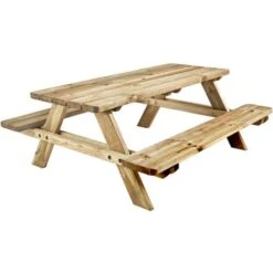 Tavolo Picnic In Legno PROFESSIONALE 180 X 160 Cm - Con Panche -Giardino di Lusso 8020449 3