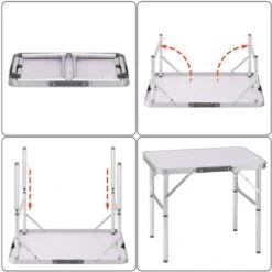 Tavolo Campeggio Picnic Alluminio 60x45x50 Pieghevole Valigetta Piano Formica -Giardino di Lusso 80438025 3