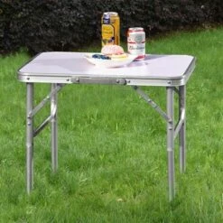 Tavolo Campeggio Picnic Alluminio 60x45x50 Pieghevole Valigetta Piano Formica -Giardino di Lusso 80438025 4