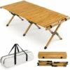 COSTWAY Tavolo Da Campeggio Pieghevole Di Bambù, Tavolo Da Picnic Leggero Con Borsa Di Trasporto, Tavolo Da Esterno Per Campeggio, Trekking, Pesca E Barbecue, 122 X 60 X 43,5 Cm (Naturale) -Giardino di Lusso 80593974 1
