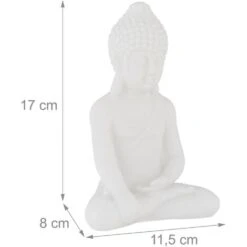 Relaxdays Statua Del Buddha Seduto, Figura H:17 Cm, Per Interni Ed Esterni, Resistente Alle Intemperie, In PVC, Bianco -Giardino di Lusso 80857192 4