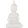 Relaxdays Statua Del Buddha Seduto, Figura H:17 Cm, Per Interni Ed Esterni, Resistente Alle Intemperie, Ceramica, Bianco