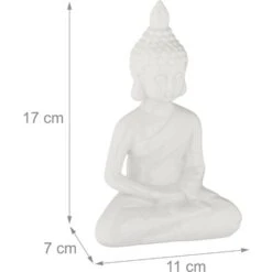 Relaxdays Statua Del Buddha Seduto, Figura H:17 Cm, Per Interni Ed Esterni, Resistente Alle Intemperie, Ceramica, Bianco -Giardino di Lusso 80863623 4