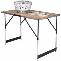 WOLTU Tavolo Pieghevole Portatile Da Campeggio Giardino In Alluminio Legno 100cm Quercia -Giardino di Lusso 80878804 3