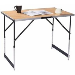 WOLTU Tavolo Pieghevole Portatile Da Campeggio Giardino In Alluminio Legno 100cm Quercia -Giardino di Lusso 80878804 4