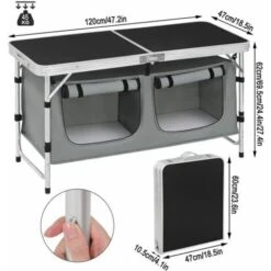 WOLTU Tavolo Campeggio Pieghevole Mobile Cucina Da Campeggio Tavolo Da Picnic -Giardino di Lusso 80878971 3