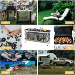 WOLTU Tavolo Campeggio Pieghevole Mobile Cucina Da Campeggio Tavolo Da Picnic -Giardino di Lusso 80878971 5