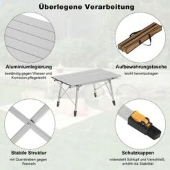 WOLTU Tavolo Da Campeggio Picnic Giardino Pieghevole Portatile Altezza Regolabile 10 WOLTU Tavolo Da Campeggio Picnic Giardino Pieghevole Portatile Altezza Regolabile -Giardino di Lusso 80879029 4