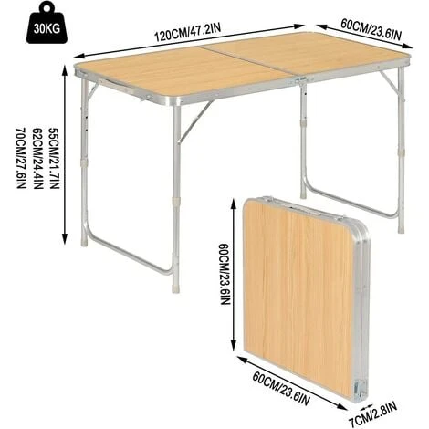 WOLTU Tavolo Da Campeggio Pieghevole Portatile Con Maniglia Per Picnic Giardino Quercia 4 WOLTU Tavolo Da Campeggio Pieghevole Portatile Con Maniglia Per Picnic Giardino Quercia - immagine 2