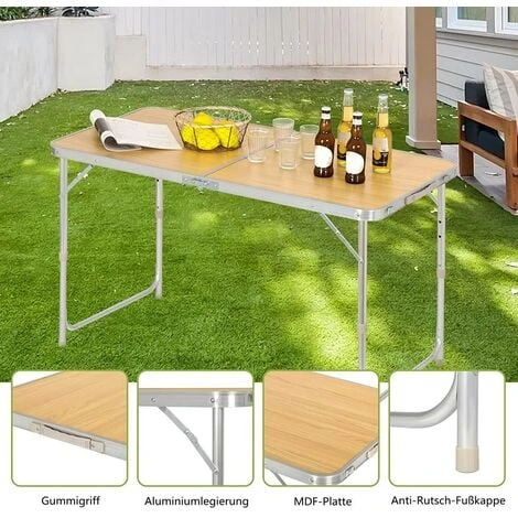 WOLTU Tavolo Da Campeggio Pieghevole Portatile Con Maniglia Per Picnic Giardino Quercia 7 WOLTU Tavolo Da Campeggio Pieghevole Portatile Con Maniglia Per Picnic Giardino Quercia - immagine 5