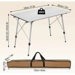 WOLTU Tavolo Da Campeggio Pieghevole Portatile Per Picnic Giardino Altezza Regolabile -Giardino di Lusso 80879203 4