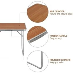 WOLTU Tavolo Campeggio Pieghevole Tavolo Da Balcone E Alluminio Con Maniglia Legno -Giardino di Lusso 80879286 4