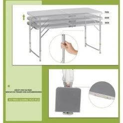 WOLTU Tavolo Da Campeggio Pieghevole Portatile Con Maniglia Per Picnic Giardino Grigio -Giardino di Lusso 80879311 5