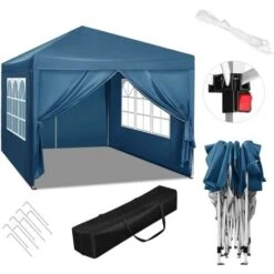 WOLTU Gazebo Da Giardino Tendone Tenda Per Festa Party Con Parti Laterali 3x3 M Blu -Giardino di Lusso 80879390 4