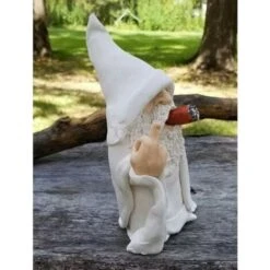 Gnomo Da Giardino, Gnomo Stregone Fumatore 3D, Scultura Da Esterno In Poliresina Con Statua Da Giardino Con Dito Medio, Decorazione Da Giardino Per Prato, Cortile, Balcone, Portico, Patio-READCLY -Giardino di Lusso 80961322 2