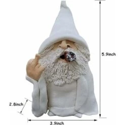 Gnomo Da Giardino, Gnomo Stregone Fumatore 3D, Scultura Da Esterno In Poliresina Con Statua Da Giardino Con Dito Medio, Decorazione Da Giardino Per Prato, Cortile, Balcone, Portico, Patio-READCLY -Giardino di Lusso 80961322 4