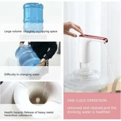 Pompa Per Bottiglia D'acqua Portatile Ricaricabile, Erogatore D'acqua Per Bottiglia D'acqua Per 3-5 Galloni, Pompaggio Quantitativo READCLY -Giardino di Lusso 80961493 3