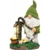 Decorazioni Floccate Di Gnomi Da Giardino, Statua Da Giardino All'aperto Di Gnomo Divertente Grande 29 Cm Con Ben Luci Solari, Statuette Di Gnomi In Resina Impermeabile Per Decorazioni Da Giardino-REA -Giardino di Lusso 80962067 1