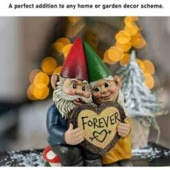 Gnomo Da Giardino In Resina Creativa Coppia Coppia Di Nani Statua A Forma Di Cuore Impermeabile E Resistente Adatto Per La Decorazione Del Prato Da Giardino-READCLY -Giardino di Lusso 80962330 3