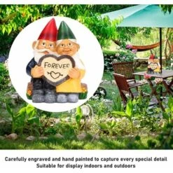 Gnomo Da Giardino In Resina Creativa Coppia Coppia Di Nani Statua A Forma Di Cuore Impermeabile E Resistente Adatto Per La Decorazione Del Prato Da Giardino-READCLY -Giardino di Lusso 80962330 4