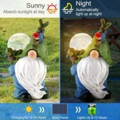 Statua Di Gnomo Da Giardino, Ornamenti Da Giardino Per Esterni Dipinti A Mano Nani Da Giardino Impermeabili Figurine In Resina Con Luce Solare Per Giardino Con Prato Da Giardino-READCLY -Giardino di Lusso 80962343 3