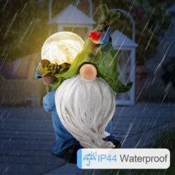 Statua Di Gnomo Da Giardino, Ornamenti Da Giardino Per Esterni Dipinti A Mano Nani Da Giardino Impermeabili Figurine In Resina Con Luce Solare Per Giardino Con Prato Da Giardino-READCLY -Giardino di Lusso 80962343 4