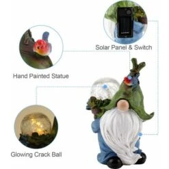 Statua Di Gnomo Da Giardino, Ornamenti Da Giardino Per Esterni Dipinti A Mano Nani Da Giardino Impermeabili Figurine In Resina Con Luce Solare Per Giardino Con Prato Da Giardino-READCLY -Giardino di Lusso 80962343 5
