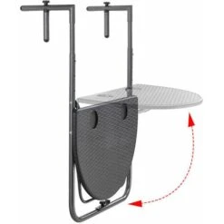 Tavolino Pieghevole Balcone Tavolo Ringhiera Metallo E Polyrattan 60x64 Cm Nero -Giardino di Lusso 81156109 4