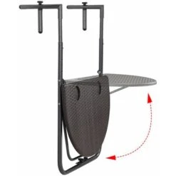 Tavolino Pieghevole Balcone Tavolo Ringhiera Metallo E Polyrattan 60x64 Marrone -Giardino di Lusso 81172374 2
