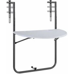 Tavolino Pieghevole Balcone Tavolo Ringhiera Metallo E Polyrattan 60x64 Bianco