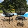 Set Di Mobili Da Giardino IZMIR Tavolo E 2 Poltrone Uovo In Corda Nera -Giardino di Lusso 81211936 1