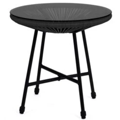 Set Di Mobili Da Giardino IZMIR Tavolo E 2 Poltrone Uovo In Corda Nera -Giardino di Lusso 81211936 3