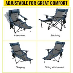 Sedia Sdraio Da Campeggio In Blu Poltrona Prendisole Giardino Spiaggia -Giardino di Lusso 82818517 3