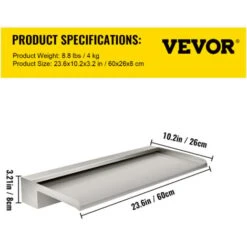 VEVOR Fontana Per Piscina A Cascata, Fontana Per Piscina Rettangolare, Costruita In Acciaio Inossidabile Laghetto Per Cascata, Fontana A Cascata Da Giardino (60x33x8 CM) -Giardino di Lusso 82818652 2