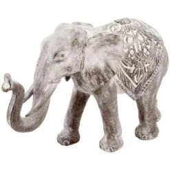 Elefante In Resina Sbiancata H20 - Natural Instinct - Elefante Di Decorazione A Posa, In Poliresina, Altezza 20 Cm, Grigio, Esiste In Diverse Dimensioni - Atmosphera Créateur D'intérieur