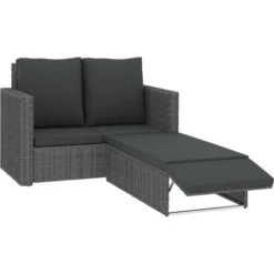 Set Divani Da Giardino 2 Pz Con Cuscini In Polyrattan Grigio VidaXL