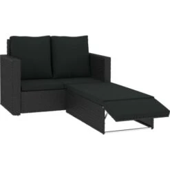 Set Divani Da Giardino 2 Pz Con Cuscini In Polyrattan Nero VidaXL