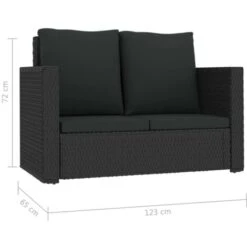 Set Divani Da Giardino 2 Pz Con Cuscini In Polyrattan Nero VidaXL -Giardino di Lusso 84062534 3