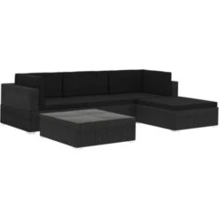 Set Divani Da Giardino 5 Pz Con Cuscini In Polyrattan Nero VidaXL