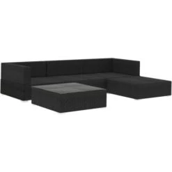 Set Divani Da Giardino 5 Pz Con Cuscini In Polyrattan Nero VidaXL -Giardino di Lusso 84062563 4
