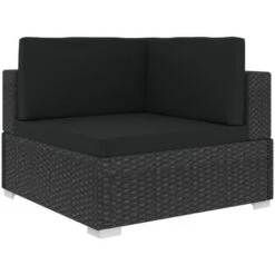 Set Divani Da Giardino 6 Pz Con Cuscini In Polyrattan Nero VidaXL -Giardino di Lusso 84062578 4